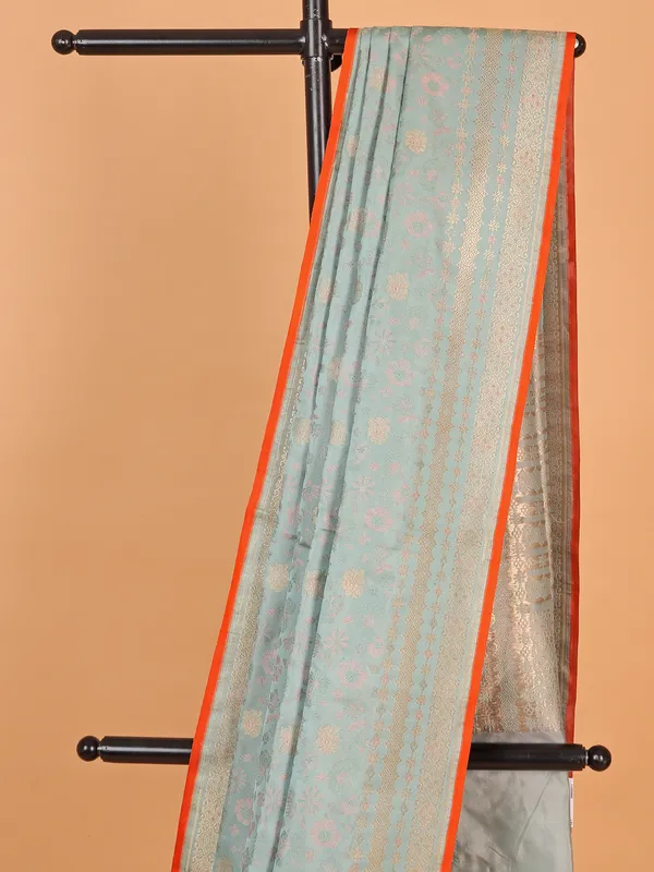 Stunning silk light blue with zari work