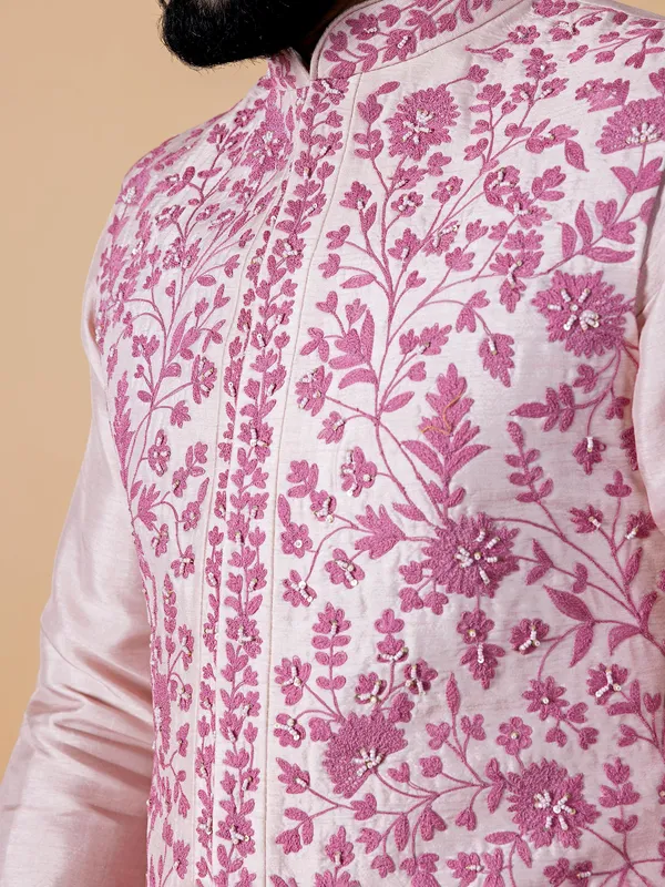 Stunning silk light pink waistcoat set