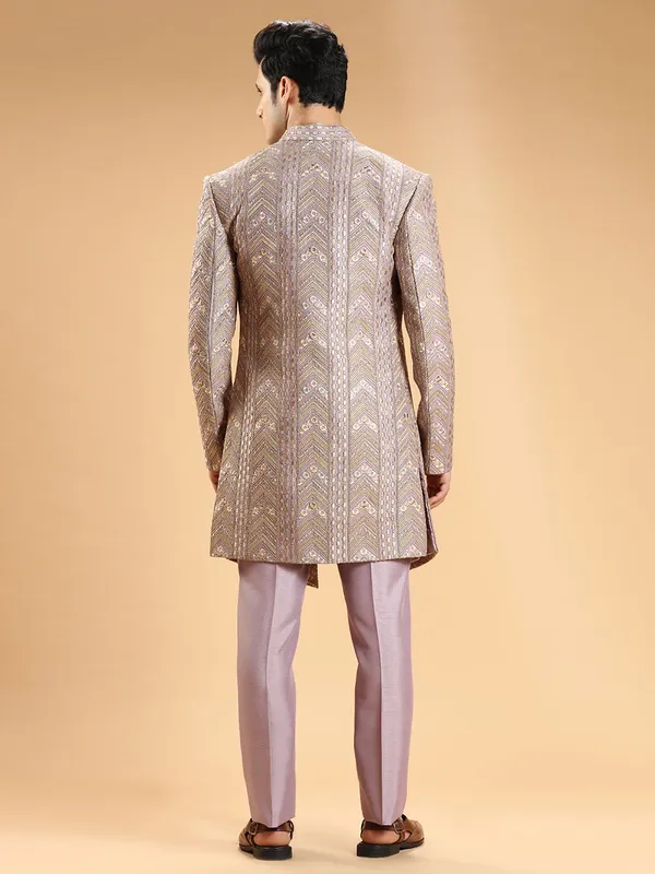 Stunning silk mauve pink indowestern