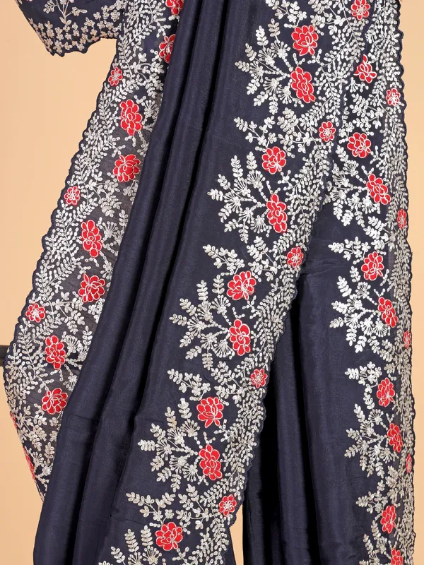 Stunning silk navy saree for festive