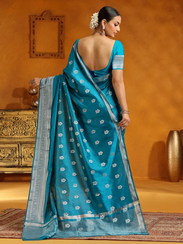 Stunning silk saree in aqua