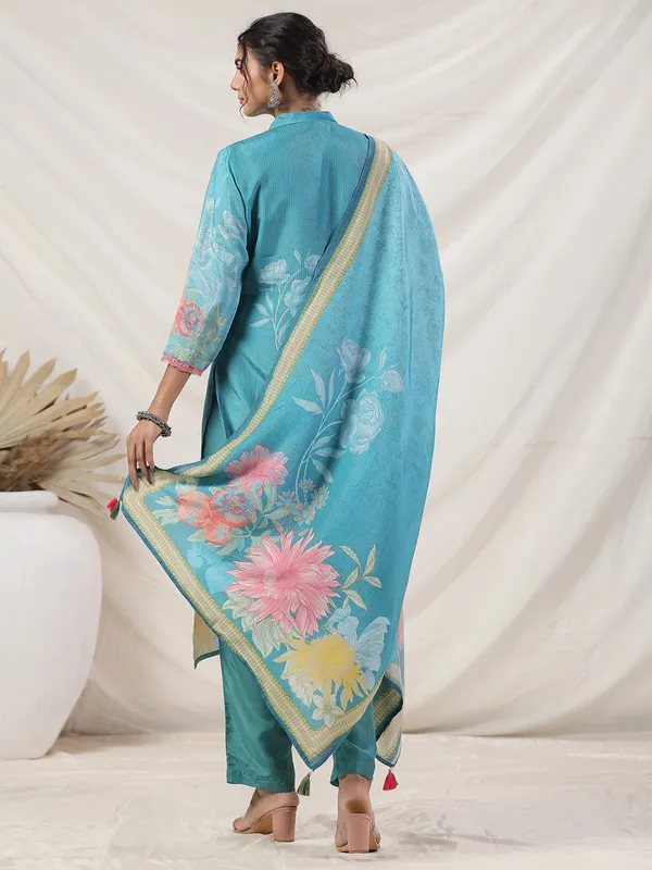 Stunning sky blue georgette kurti set