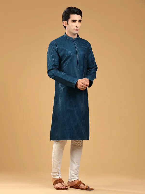 Stunning teal blue georgette kurta suit