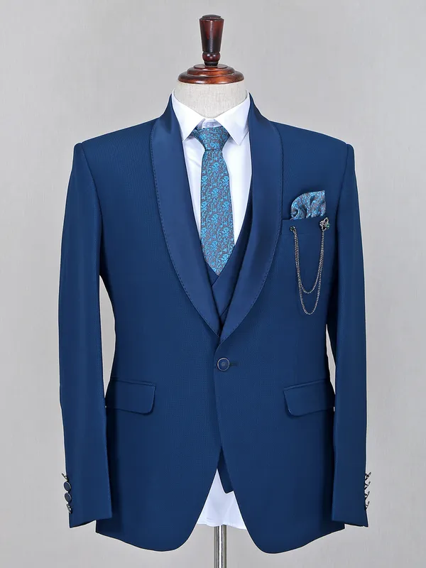 Stunning teal blue terry rayon party wear coat suit