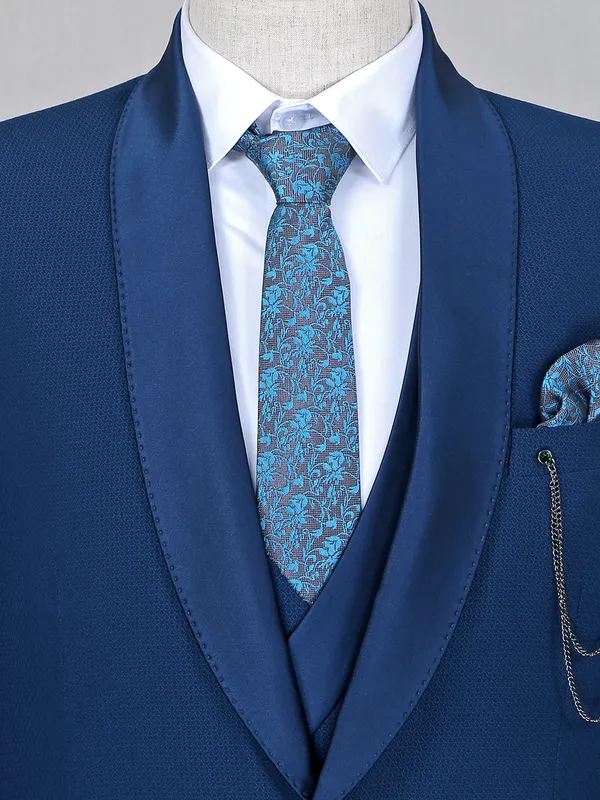 Stunning teal blue terry rayon party wear coat suit
