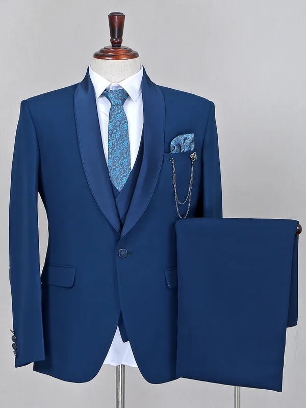 Stunning teal blue terry rayon party wear coat suit