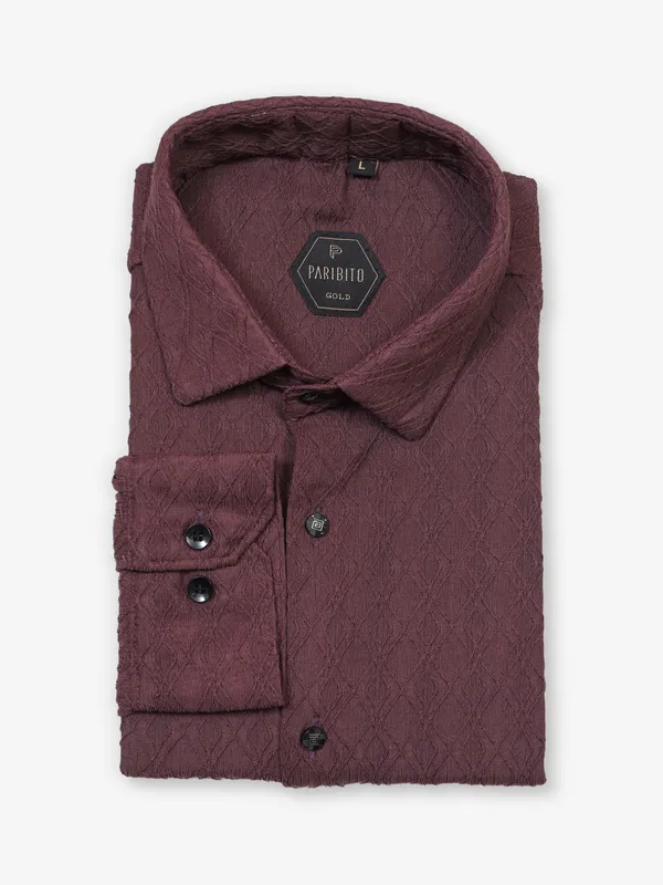 Stunning textured cotton wine shirt