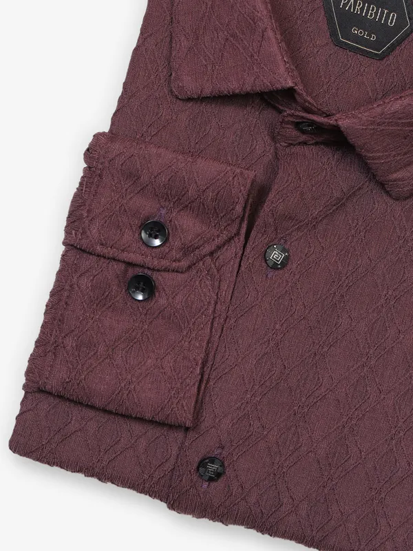 Stunning textured cotton wine shirt