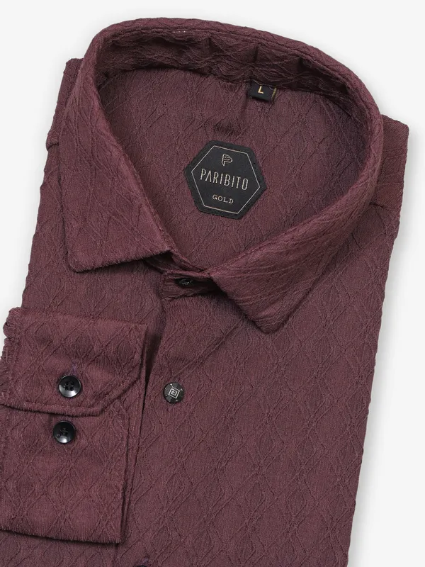 Stunning textured cotton wine shirt