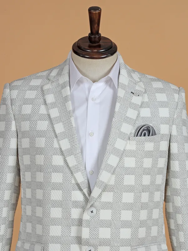 Stunning white checks terry rayon blazer