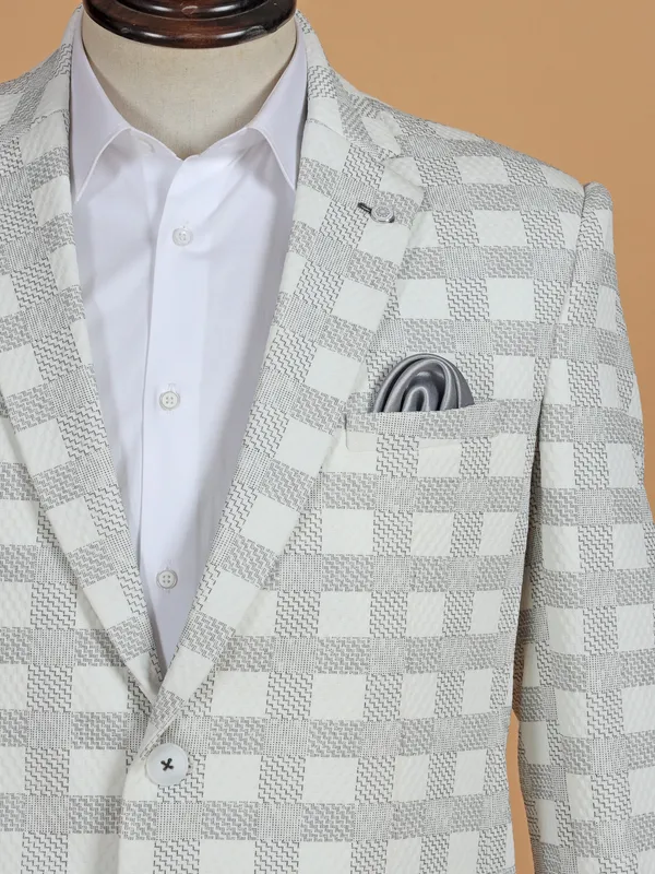 Stunning white checks terry rayon blazer
