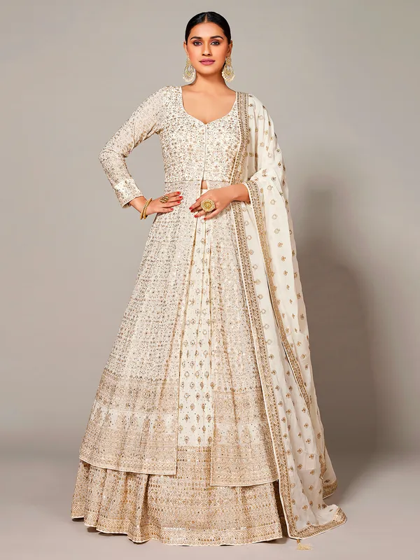 Stunning white georgette lehenga suit