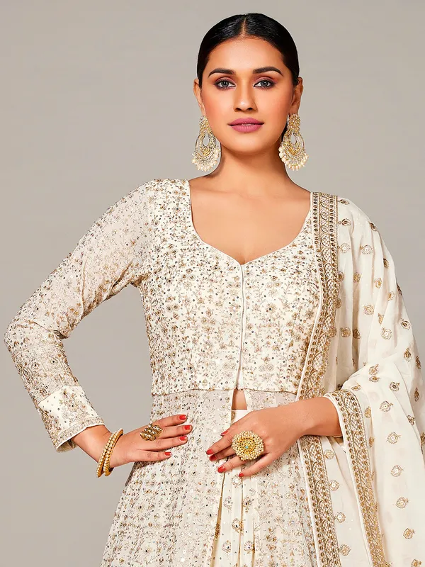 Stunning white georgette lehenga suit