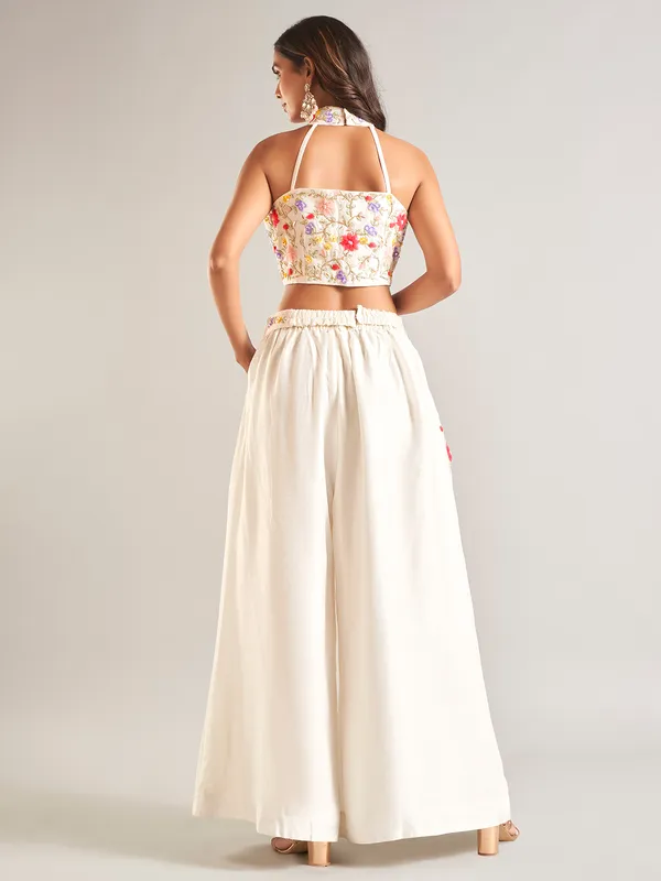 Stunning white georgette palazzo salwar suit