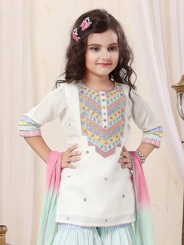 Stunning white georgette sharara set