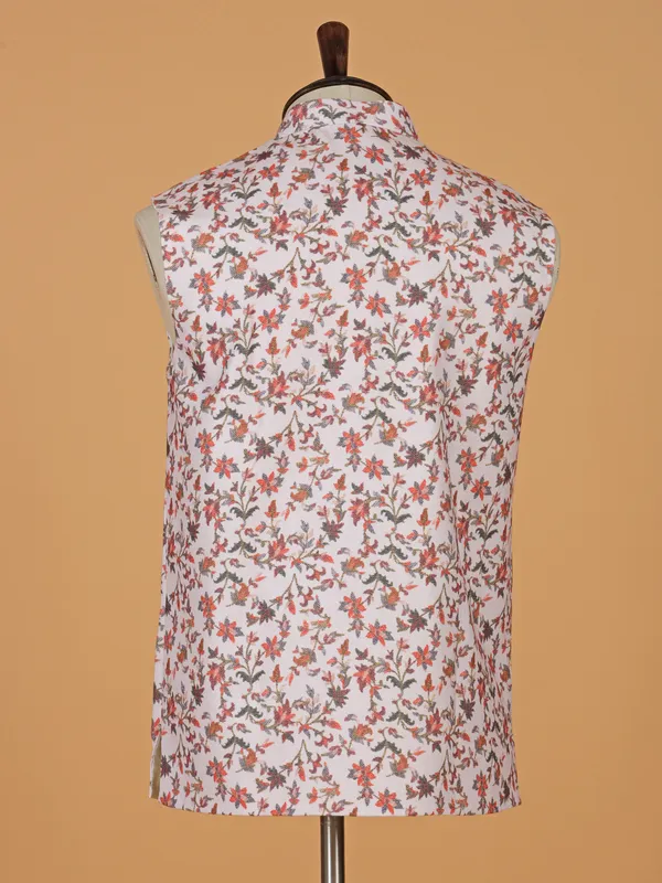 Stunning white printed terry rayon waistcoat