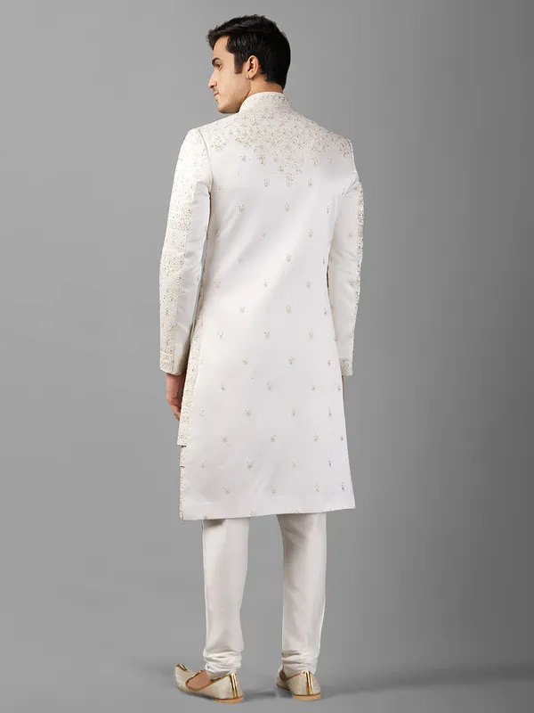 Stunning white silk indowestern