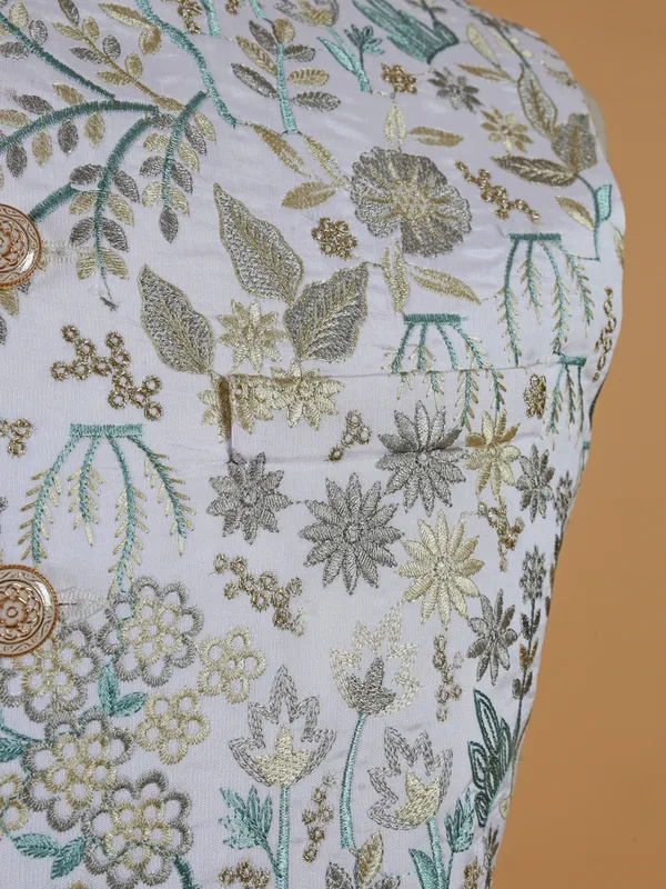 Stunning white terry rayon waistcoat