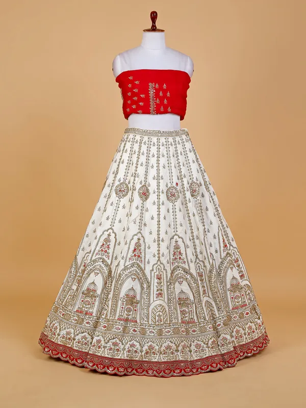 Stunning white unstitched lehenga choli