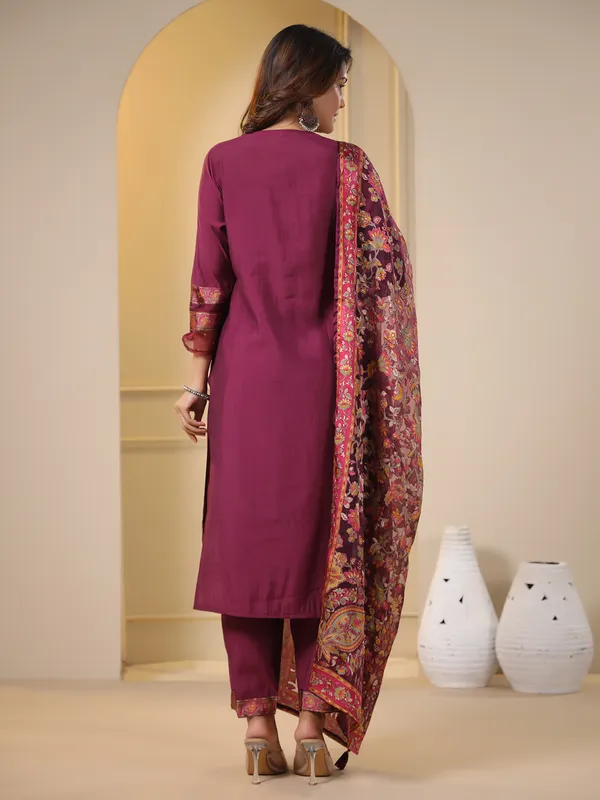 Stunning wine silk kurti set