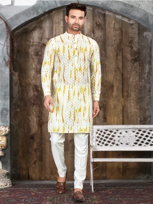 Stunning yellow cotton  Men Kurta pajama