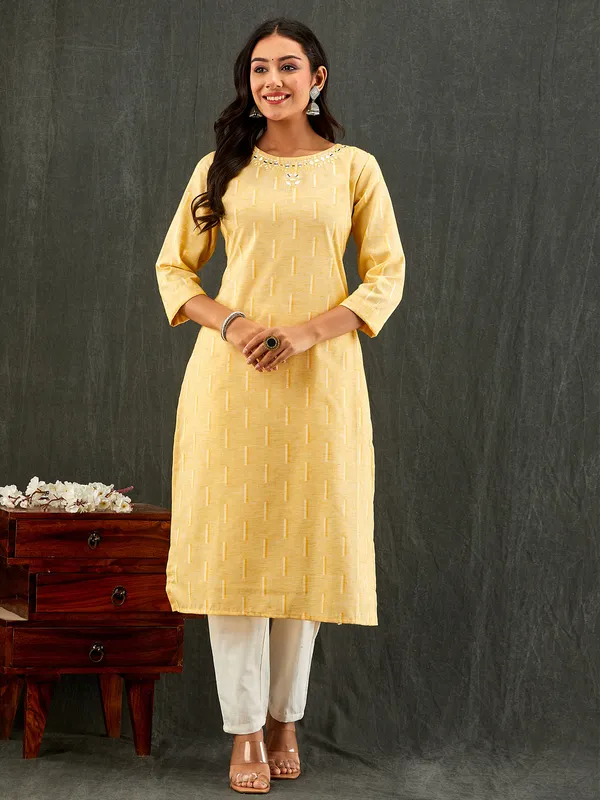 Stunning yellow cotton kurti set