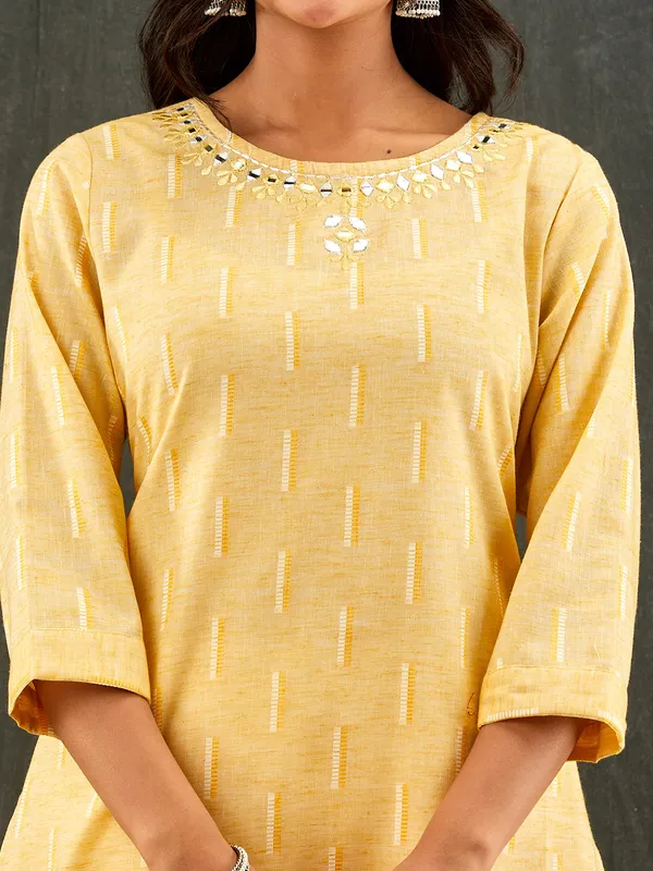 Stunning yellow cotton kurti set