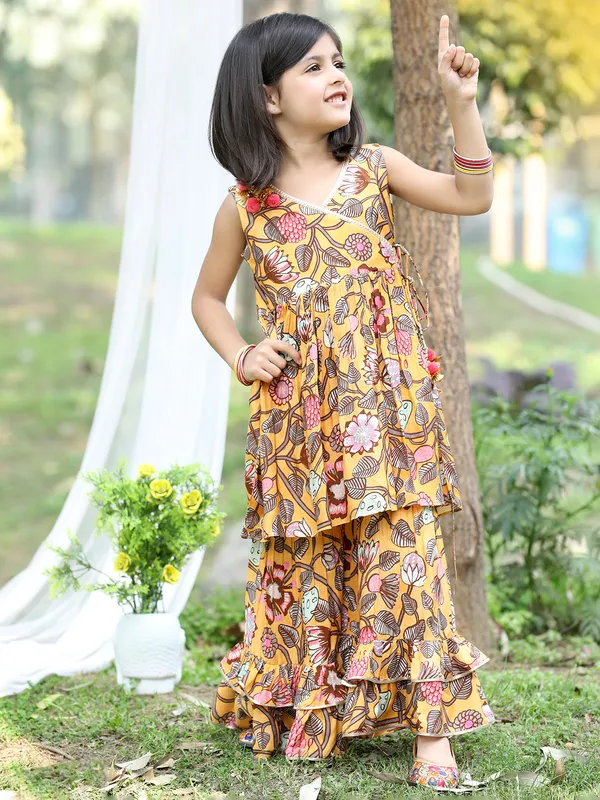 Stunning yellow cotton printed palazzo set