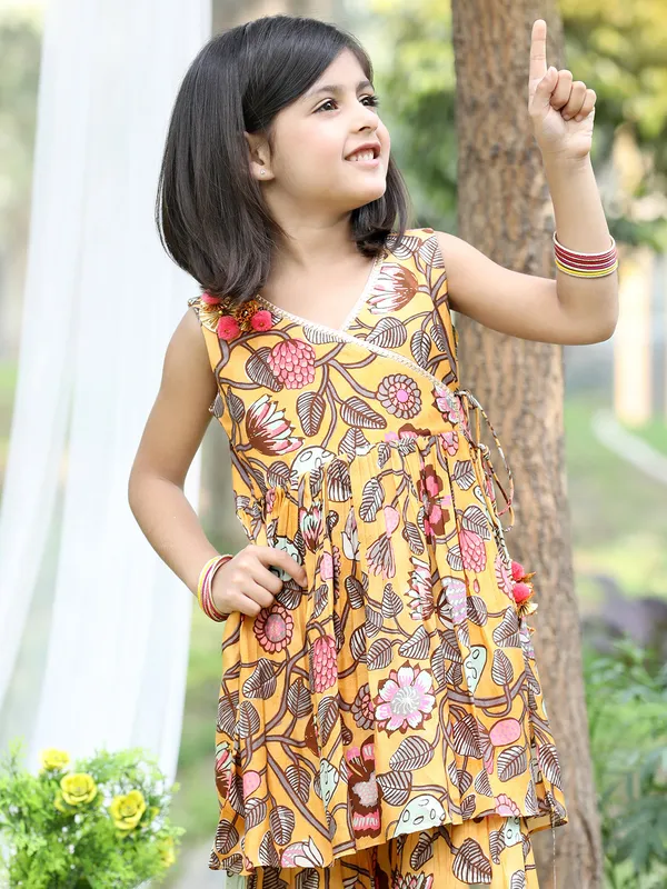 Stunning yellow cotton printed palazzo set