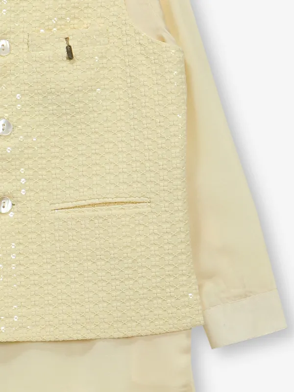 Stunning yellow cotton silk waistcoat set