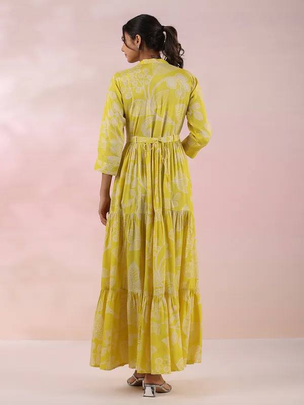 Stunning yellow printed cotton dress