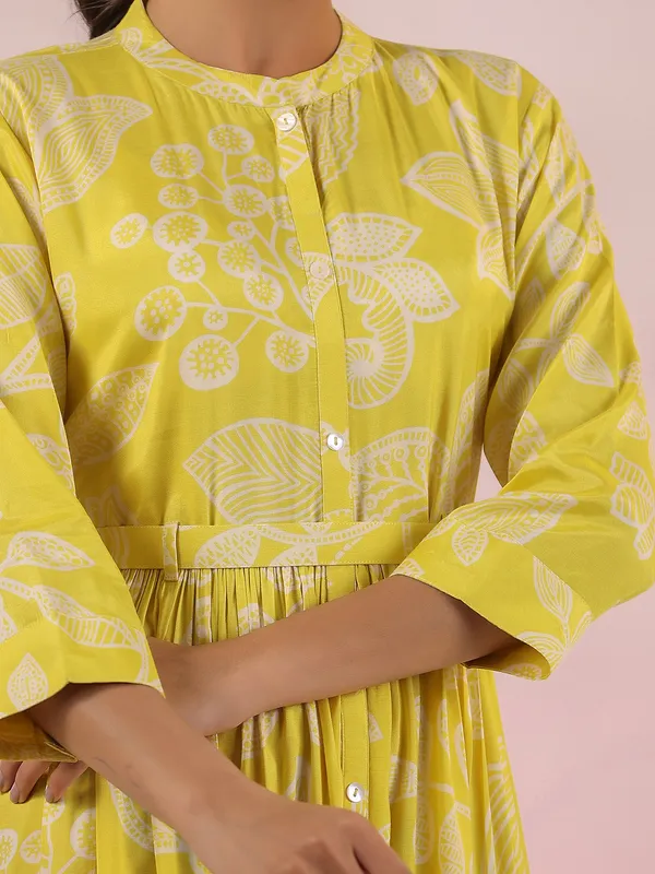 Stunning yellow printed cotton dress