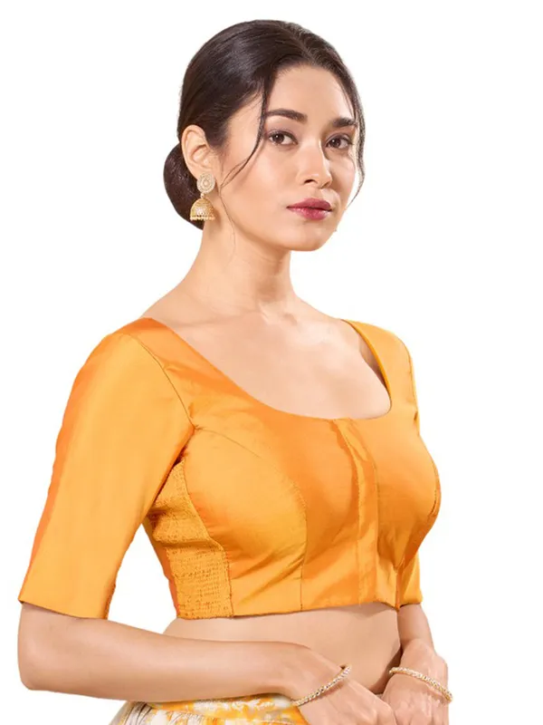 Stunning yellow silk readymade blouse
