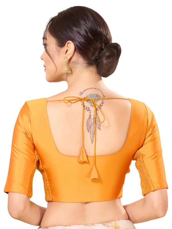 Stunning yellow silk readymade blouse