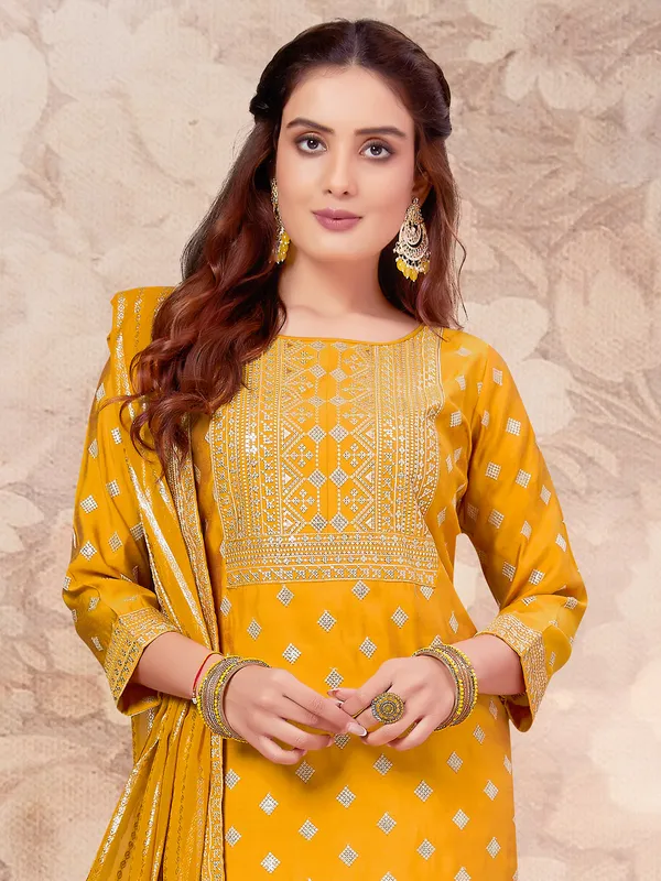 Stunning yellow silk salwar suit