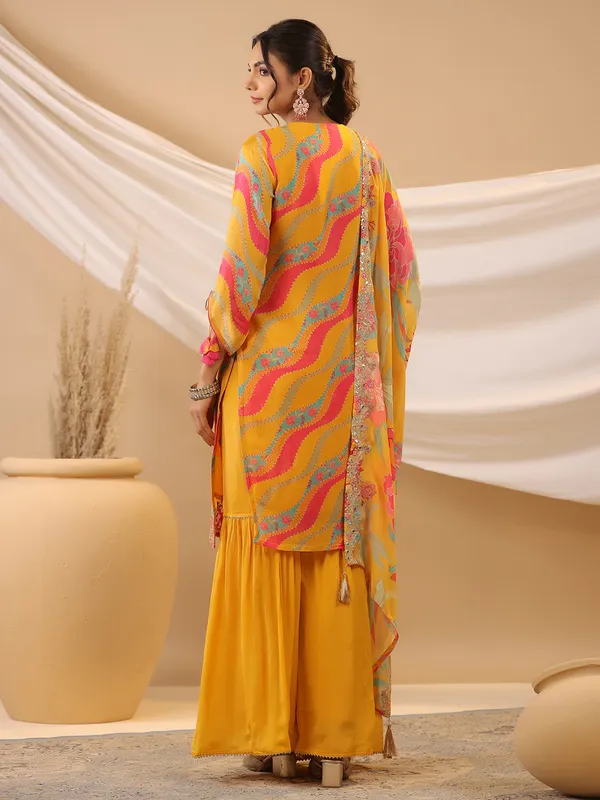 Stunning yellow silk sharara set