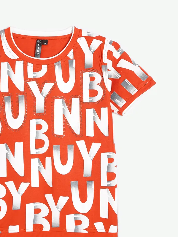Sturd cotton orange printed t shirt