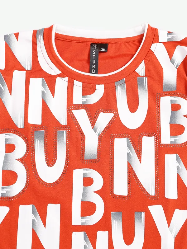 Sturd cotton orange printed t shirt