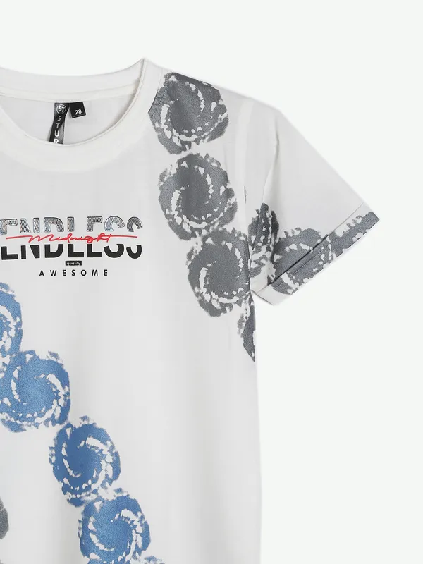 Sturd cotton printed white t shirt