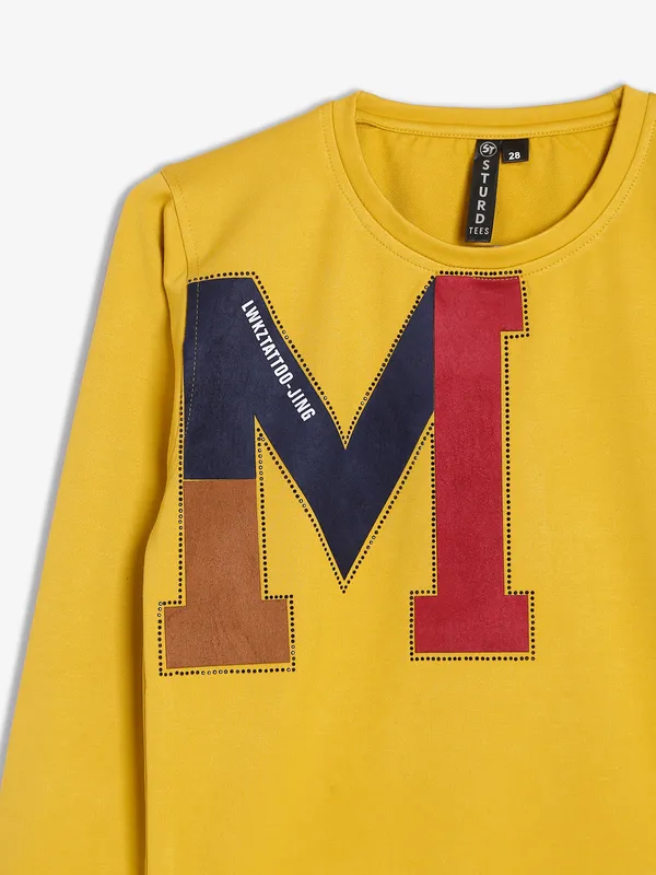 Sturd cotton yellow printed t shirt