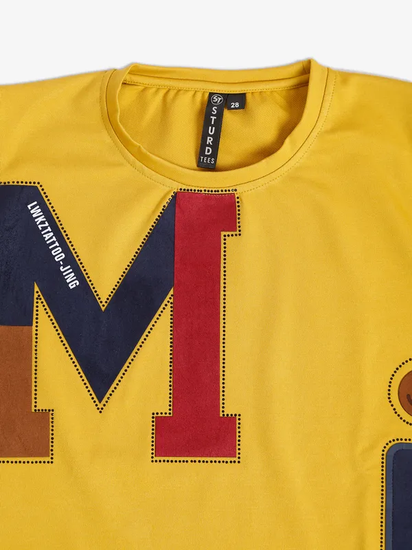 Sturd cotton yellow printed t shirt