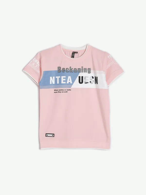 Sturd printed cotton pink t shirt