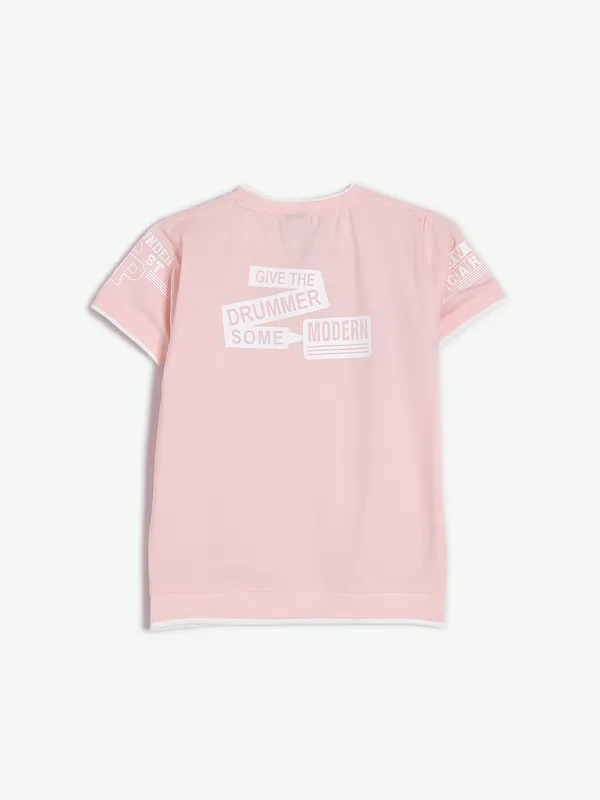 Sturd printed cotton pink t shirt