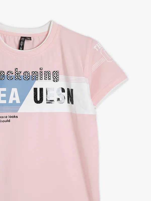 Sturd printed cotton pink t shirt