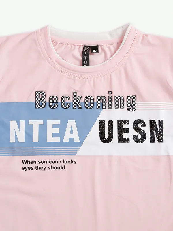 Sturd printed cotton pink t shirt