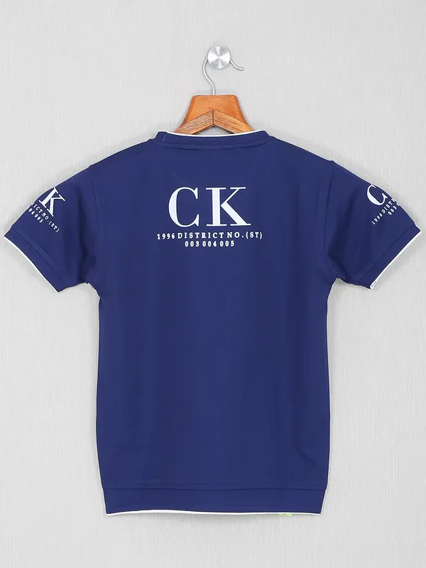 Sturd printed navy cotton boys casual t-shirt