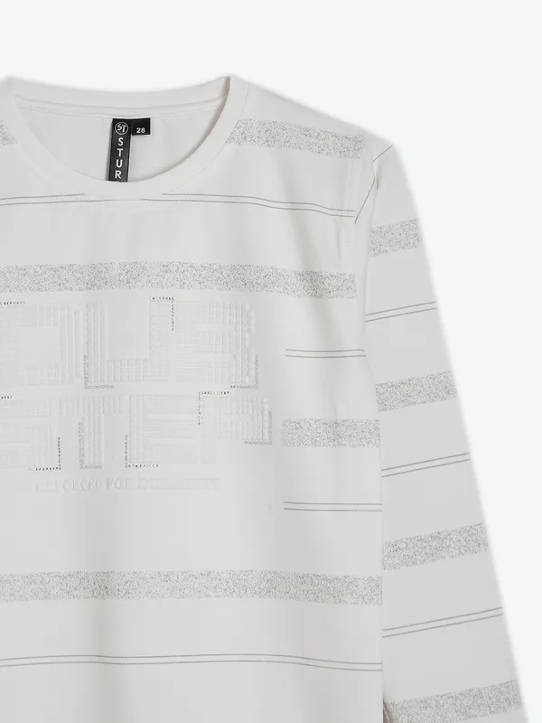 Sturd white full sleeves cotton t shirt