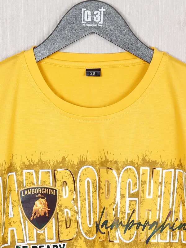 Sturd yellow cotton printed t shirt