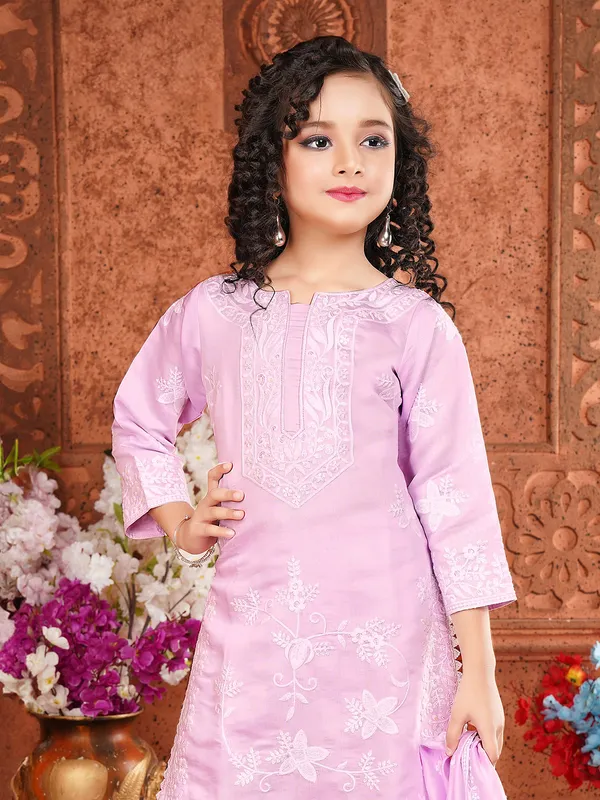 Stuuning lilac purple cotton sharar salwar suit
