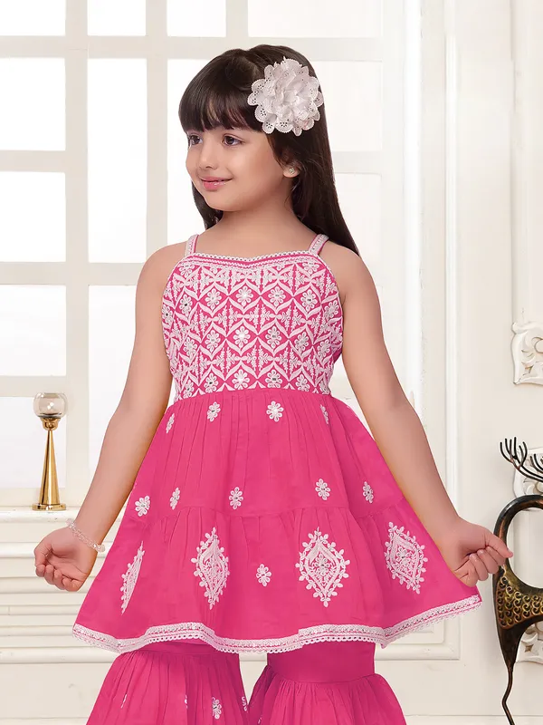 Stuuning pink cotton sharar salwar suit